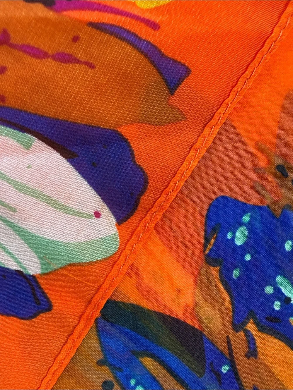 Colorful orange daisy print sheer scarf